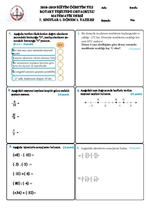 meb örnek sorular 7 sınıf matematik